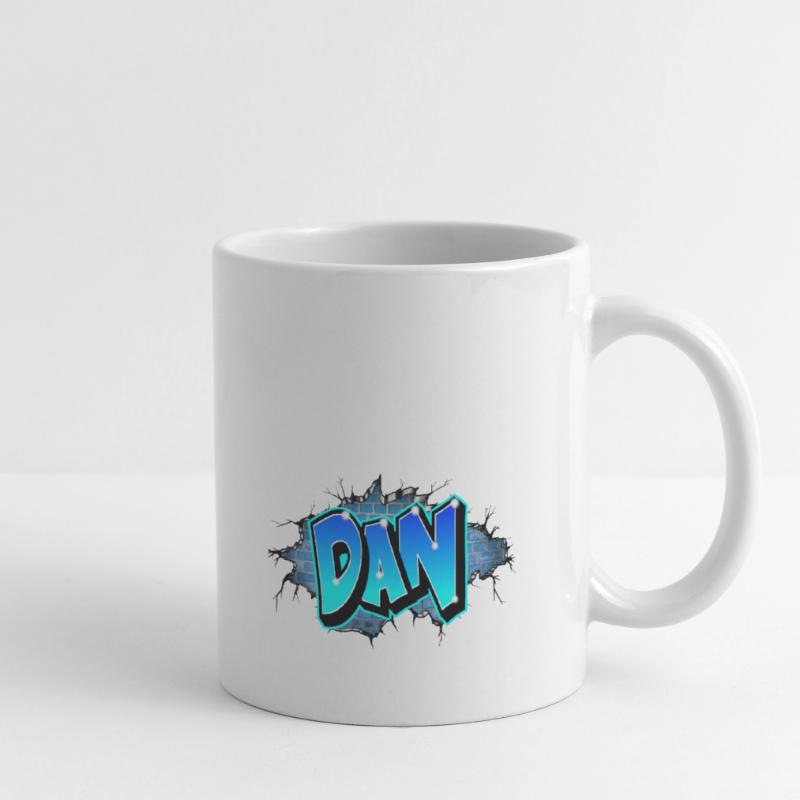 Graffiti DAN Wall Cracks Blue Bricks Mug