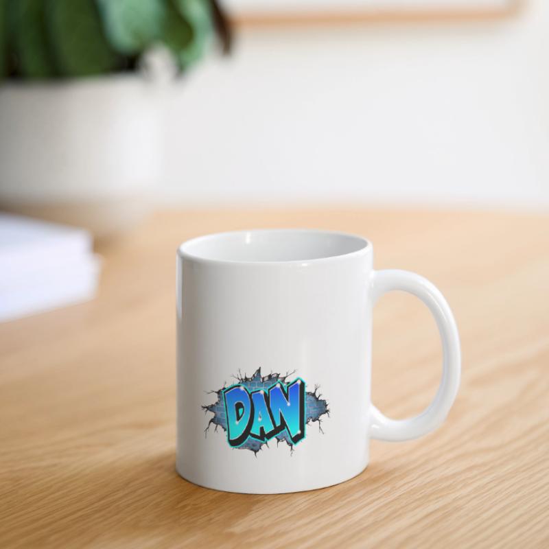 Graffiti DAN Wall Cracks Blue Bricks Mug