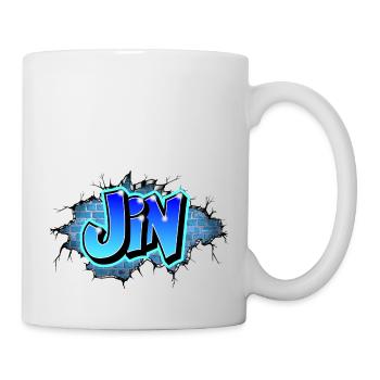 Graffiti Jin Wall Cracks Blue Bricks - Mug - white - Right