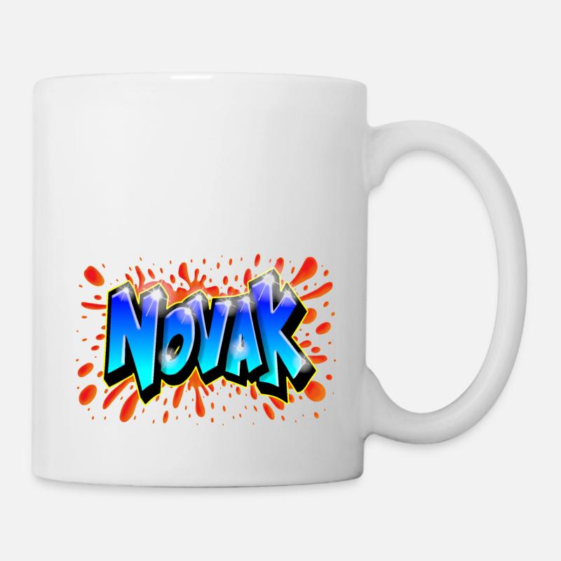 Graffiti NOVAK Splash Rot Kind Geschenk - Tasse - Weiß