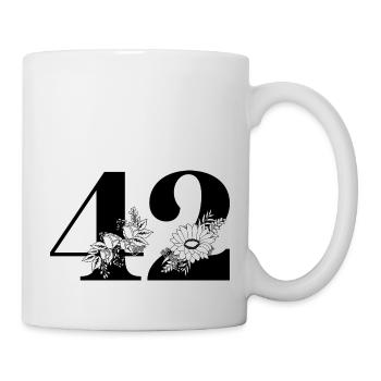Number 42 Black Floral - 42nd Floral Birthday - Mug - white - Right