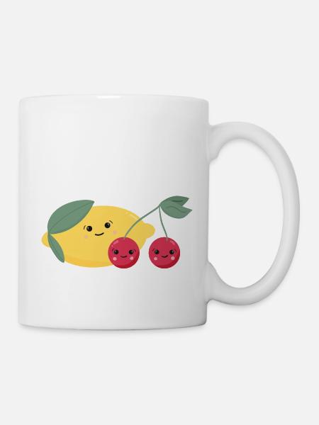 Zitrone & Kirschen - Tasse - Weiß