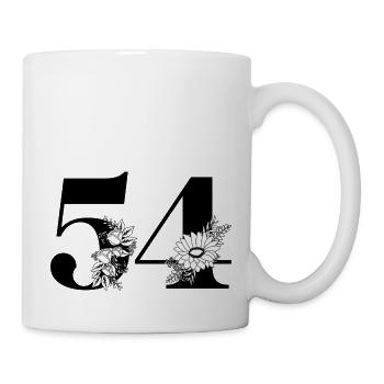 Numéro 54 floral noir - 54e anniversaire floral - Mug blanc - blanc - Droite