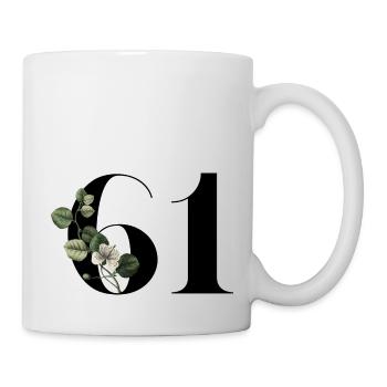 Number 61 Floral Green - 61st Birthday Floral - Mug - white - Right