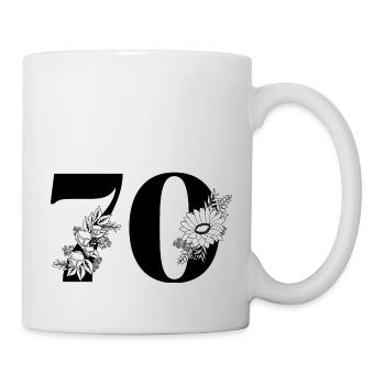 Numéro 70 floral noir - 70e anniversaire floral - Mug blanc - blanc - Droite
