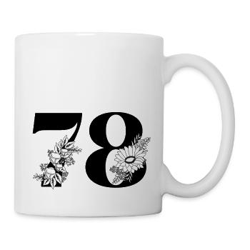 Nummer 78 Schwarze Blumen - 78. Blumengeburtstag - Tasse - Weiß - Rechts