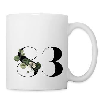 Numéro 83 floral vert - 83e anniversaire floral - Mug blanc - blanc - Droite