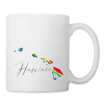 LGBTQ Flagge in der Hawaii State Landkarte HI - Tasse - Weiß - Rechts