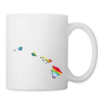 LGBTQ Flagge in der Hawaii State Landkarte - Tasse - Weiß - Rechts