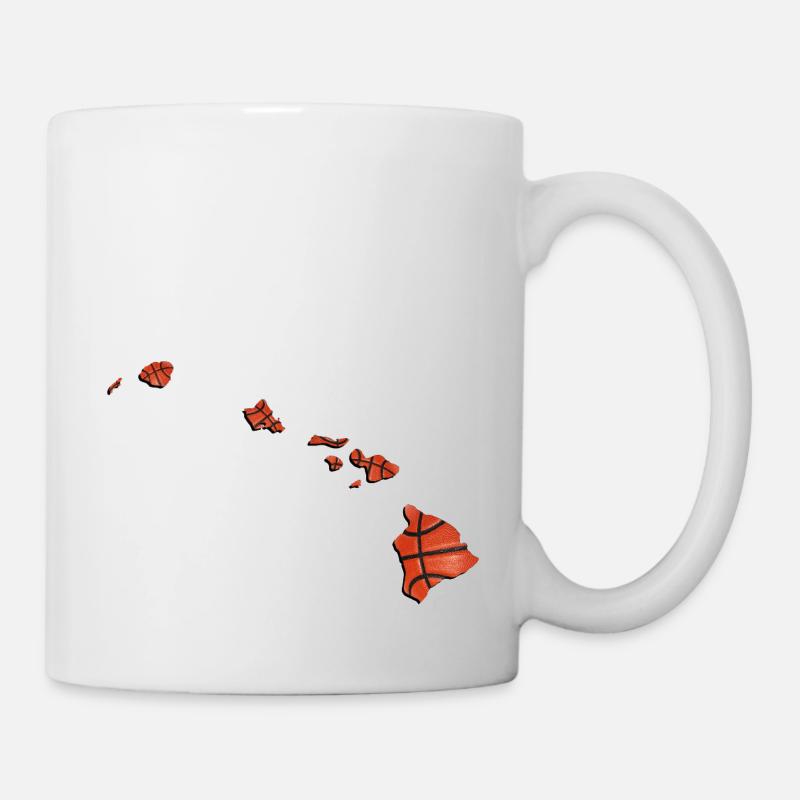 Vrai basket-ball dans la carte de l’État d’Hawaï - Mug blanc - blanc