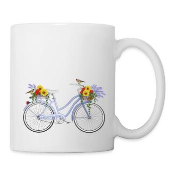 Fahrrad mit Lavendel - Tasse - Weiß - Rechts