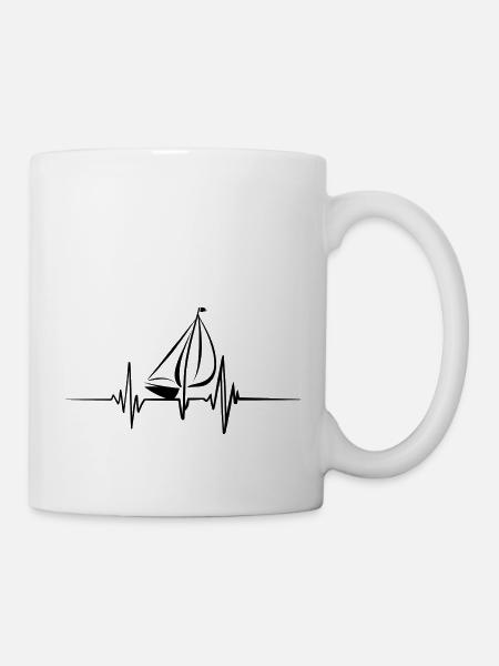 Sailing Boat Heartbeat Sailboat - Mug - white