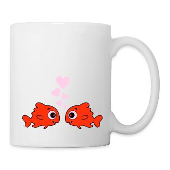 comic fische in love - Tasse - Weiß - Rechts