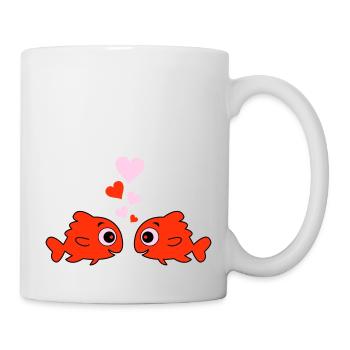 comic fische in love 2 - Tasse - Weiß - Rechts