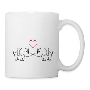 Éléphants amoureux - Mug blanc - blanc - Droite