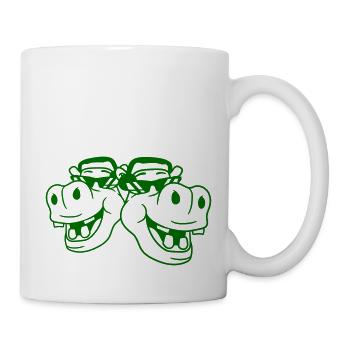 2 Grüne Nilpferde Gesichter Party Club Musik Team - Tasse - Weiß - Rechts