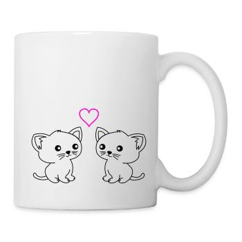 süße katzen love - Tasse - Weiß - Rechts