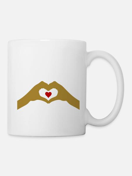 hände herz - Tasse - Weiß