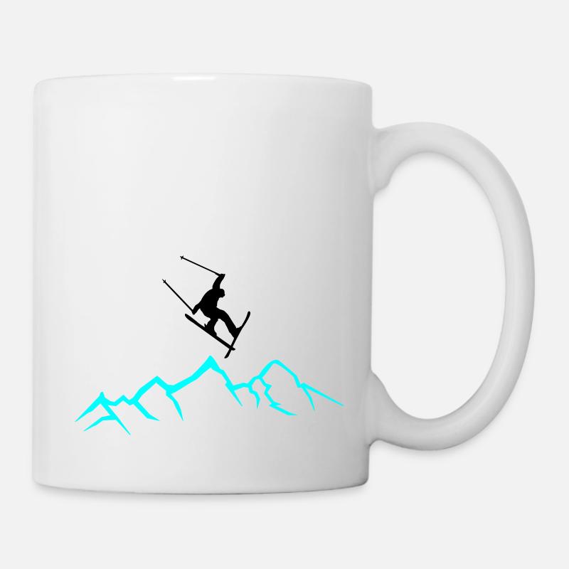 skifahrer gebirge 02 - Tasse - Weiß