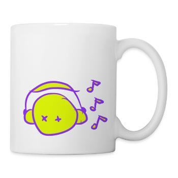 tête de DJ cool écoutant de la musique visage de fête griffonné - Mug blanc - blanc - Droite