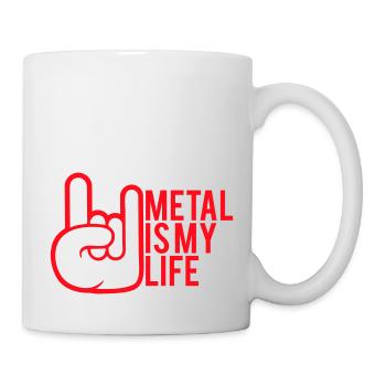 Metal Is My Life Hard Rock Cornes Bande Dessinée Geste de la Main - Mug blanc - blanc - Droite