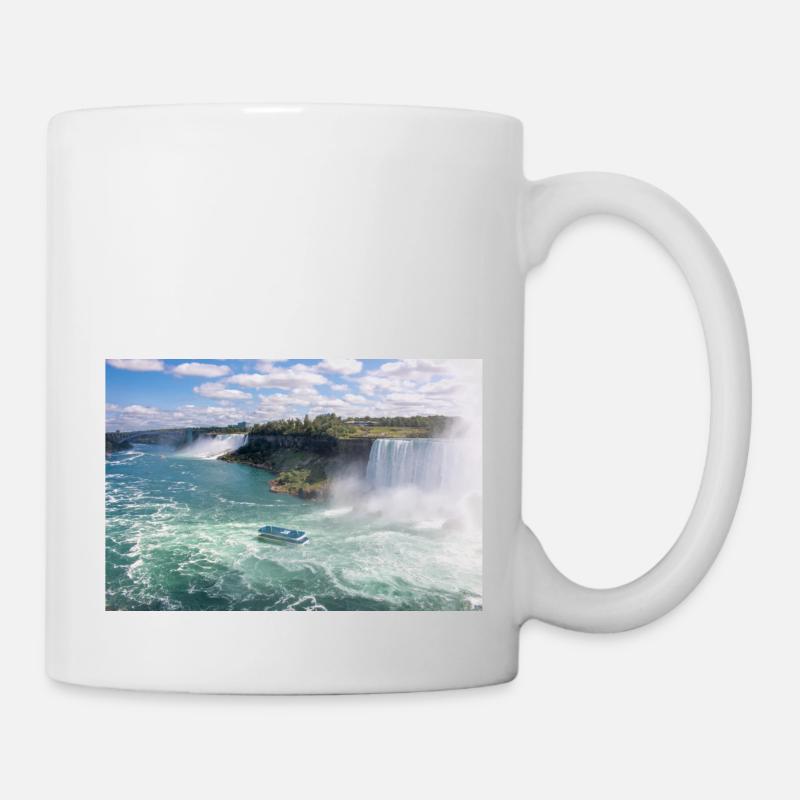 Niagara City Skyline and Niagara Falls panorama - Mug - white