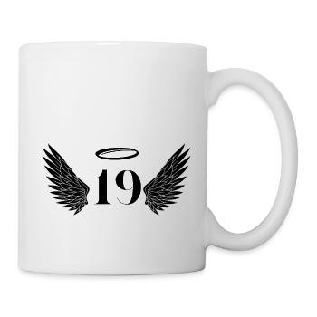 Nummer 19 Engel - Flügel zum 19. Geburtstag - Tasse - Weiß - Rechts