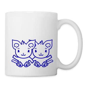 Deux chats heureux 2 amis Couple Équipe Couple - Mug blanc - blanc - Droite