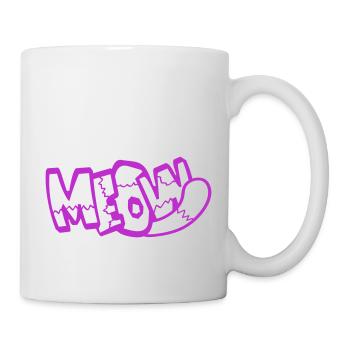 Meow Cat Comic Text Meow Funny Cartoon Quote - Mug - white - Right
