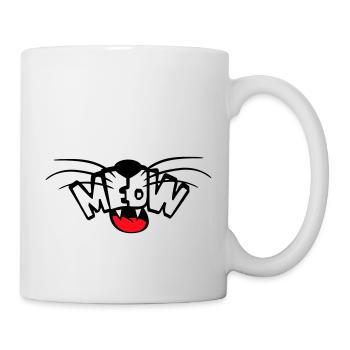 Meow Cat Comic Text Meow Funny Cartoon Quote - Mug - white - Right