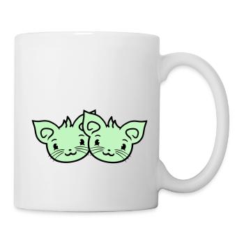Deux chats heureux 2 amis Couple Équipe Couple - Mug blanc - blanc - Droite