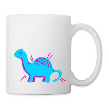 Dino Dinosaurier niedlich süß cartoon comic Pink - Tasse - Weiß - Rechts