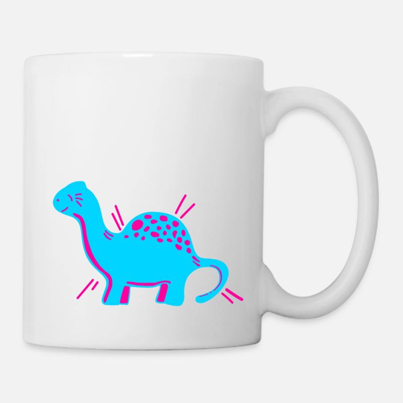 Dino Dinosaurier niedlich süß cartoon comic Pink - Tasse - Weiß