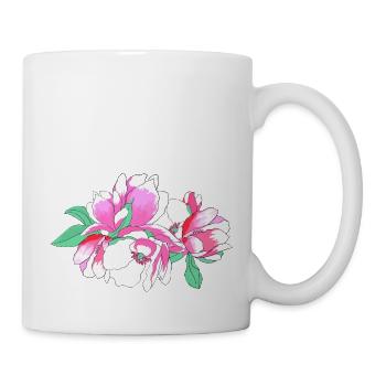 Rosa Blumenstrauß - Tasse - Weiß - Rechts