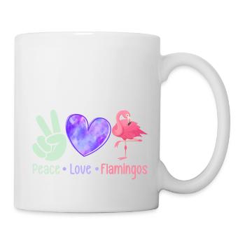 Paix Amour Flamants roses Oiseau Rose Mignon - Mug blanc - blanc - Droite