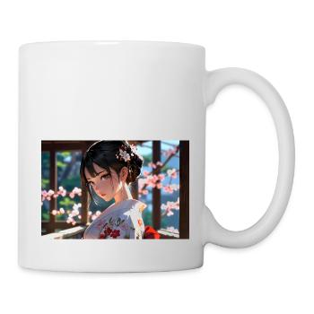 Farbenfrohe Geisha in traditioneller Eleganz - Tasse - Weiß - Rechts