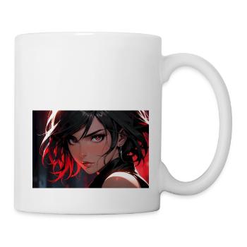 Rebellische Femme Fatale im roten Licht - Tasse - Weiß - Rechts