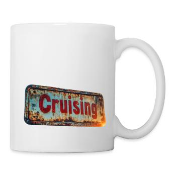 Cruising-Schild im rostigen Vintage-Look - Tasse - Weiß - Rechts