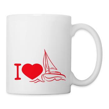 I love Sailing Sail Heart Symbol Sailing Crew Logo - Mug - white - Right