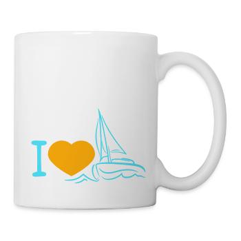 I love Sailing Sail Heart Symbol Sailing Crew Logo - Mug - white - Right