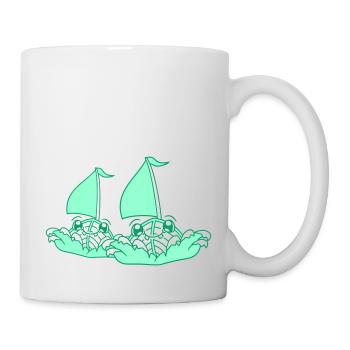Two Sailing Ships Faces Cartoon Team Competition - Mug - white - Right