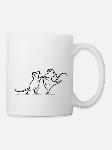 souris blanches dansantes - Mug blanc - blanc