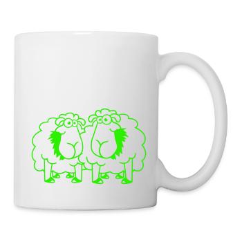Deux moutons mangent de l’herbe 2 amis Équipe affamée - Mug blanc - blanc - Droite