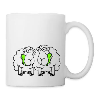 Deux moutons mangent de l’herbe 2 amis Équipe affamée - Mug blanc - blanc - Droite