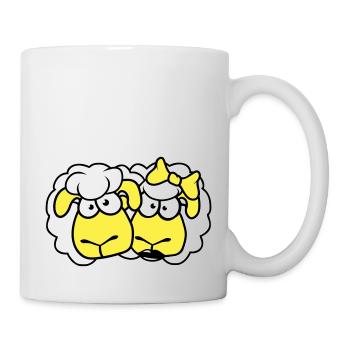 2 Schafe Pärchen Valentinstag Freunde Verliebt - Tasse - Weiß - Rechts