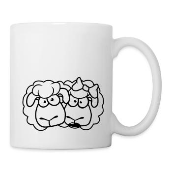 2 Schafe Pärchen Valentinstag Freunde Verliebt - Tasse - Weiß - Rechts