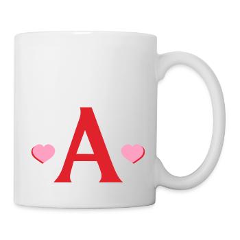 Brief mit roten Herzen - Tasse - Weiß - Rechts