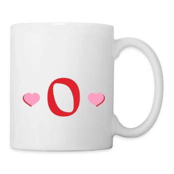 Buchstabe o rote Herzen - Tasse - Weiß - Rechts