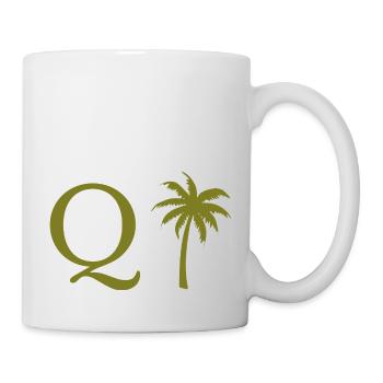 Lettre q vert Palm - Mug blanc - blanc - Droite