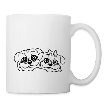 2 chiens Carlin Homme Femme Couple Deux Amoureux Amour - Mug blanc - blanc - Droite